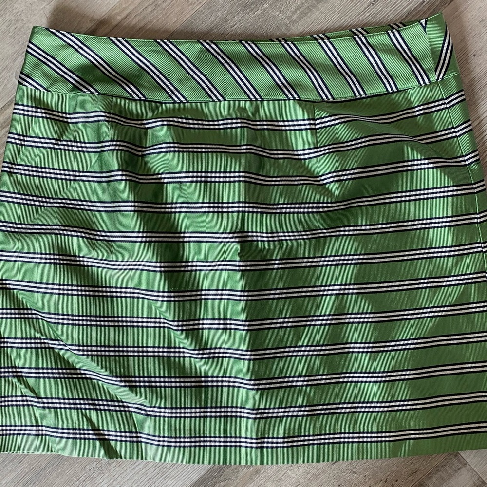J. Crew // green silk stripe skirt